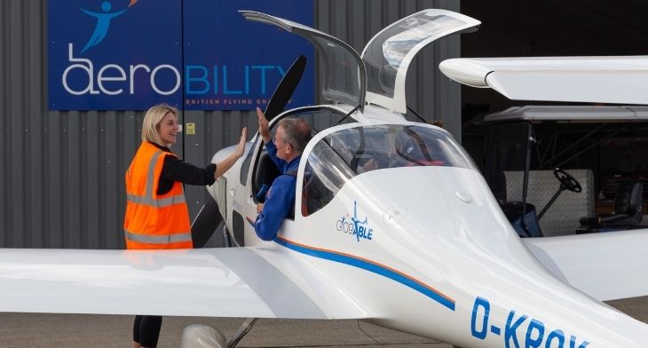 Aerobility’s new Grob G109B Able takes off from Blackbushe Airport