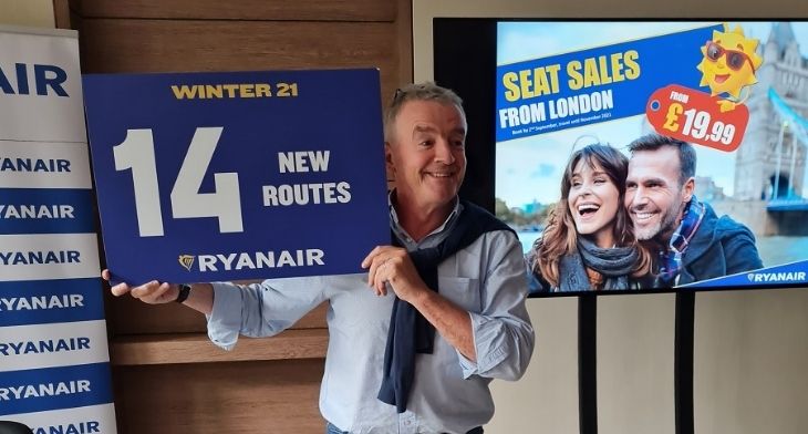 Ryanair boss announces 14 new routes from London hubs and reiterates call to suspend APD