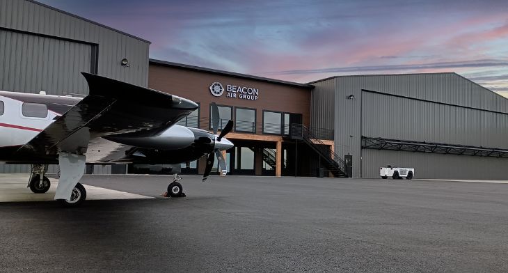 Beacon Air Group FBO lands at Billings Logan International Airport in Montana